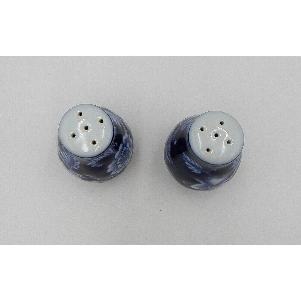 Pier 1 Imports Mandarin Salt Pepper Shakers Blue Floral Flowers With Stoppers